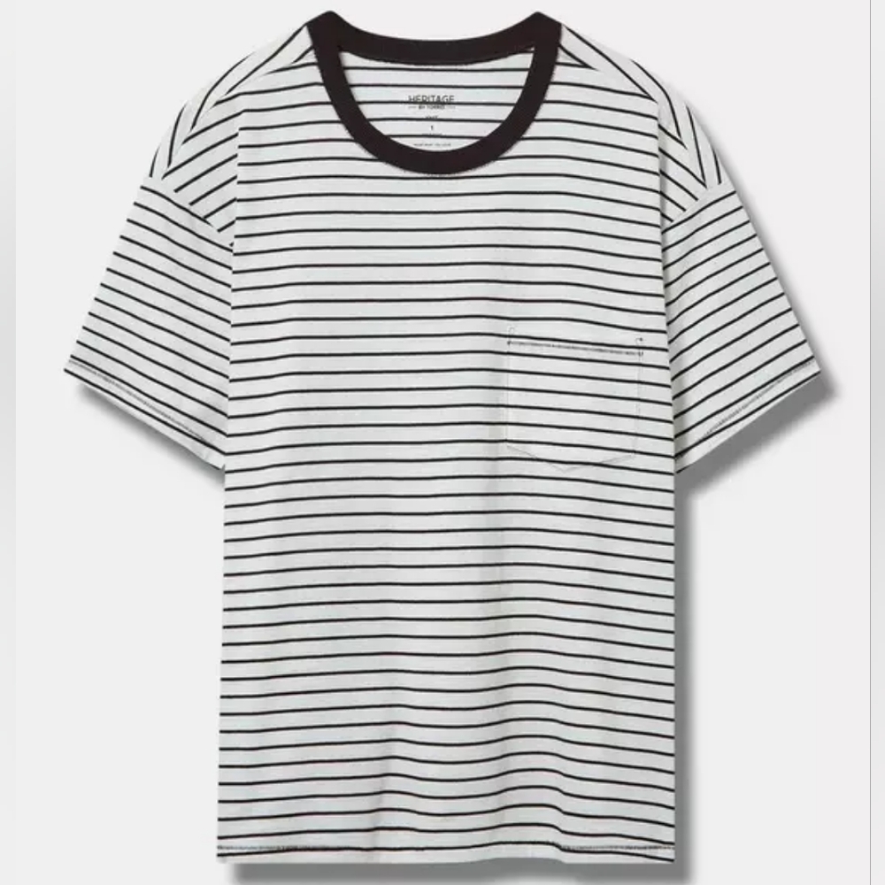 Torrid Black and White Stripe Short Sleeve Crop Tee